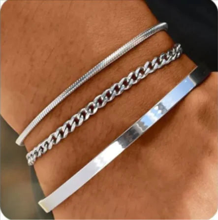 Triple Layered Stainless Steel Bracelet