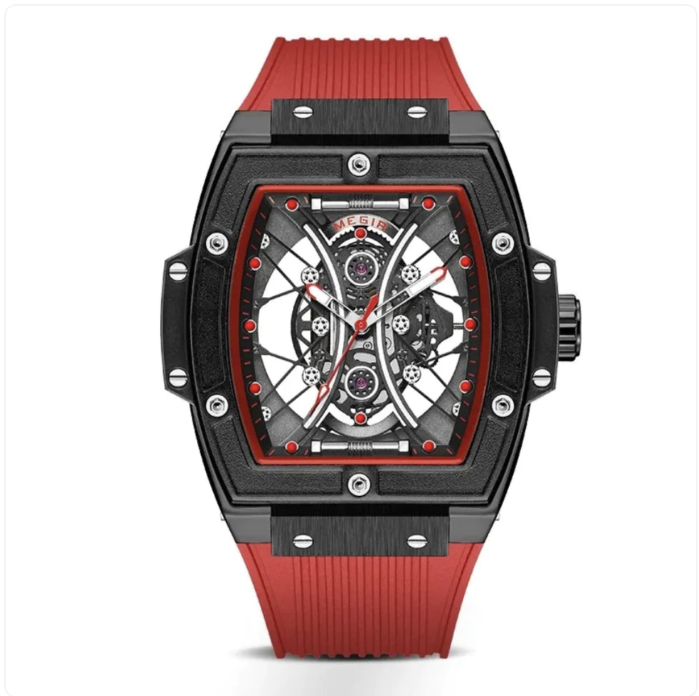 Men's Tonneau Silicone Strap Sports Watch