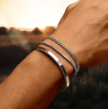 Triple Layered Stainless Steel Bracelet